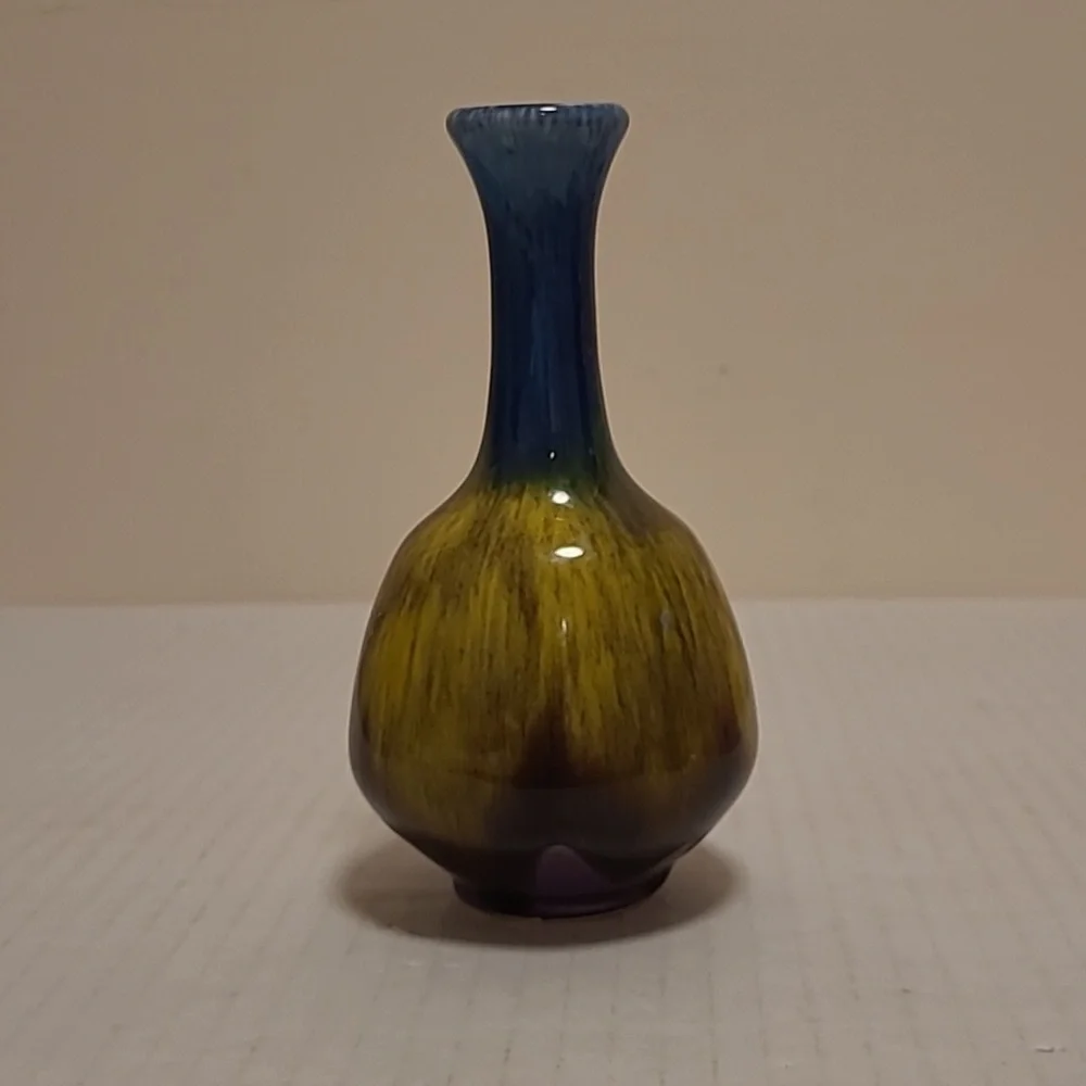 Vintage Japanese Multicolored Drip Glaze Bud Vase